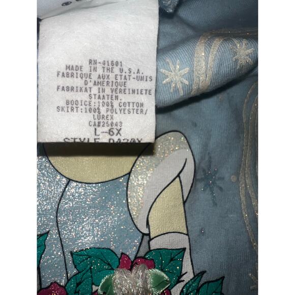 Vintage Disney Cinderella Princess Dress Puffy Sleeve Gown Glitter Tulle sz 6x - Picture 5 of 10